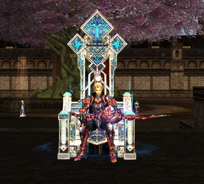 Castle owner seated on a special throne