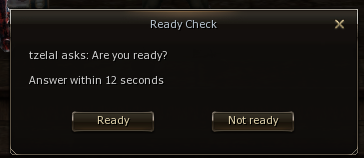 Party readiness confirmation with Ready and Not ready buttons