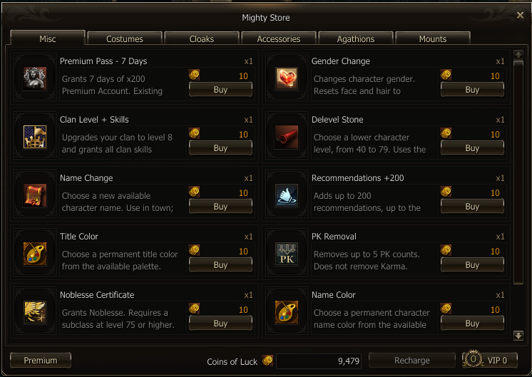 L2 Store with categorized products and appearance choices